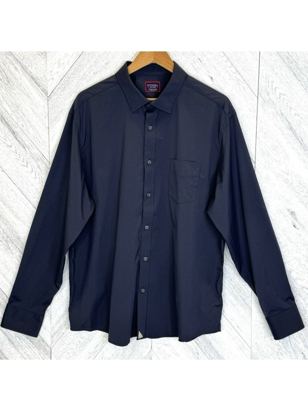 UNTUCKit Gironde Shirt Mens XXL 2XL Solid Black Nylon Stretch Long Sleeve